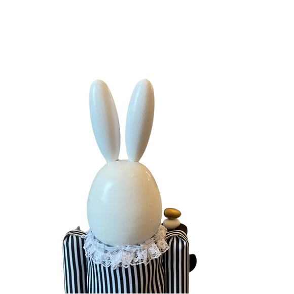 Tophat & Tail Easter Bunny Rabbit Wooden Nutcracker 14in Black & White New - Picture 9 of 13
